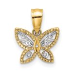 14k and White Rhodium Diamond-cut Butterfly Charm