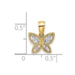 14k and White Rhodium Diamond-cut Butterfly Charm - Image 3