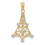 14k and White Rhodium Textured Chandelier Charm