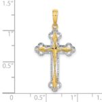 14K with White Rhodium Diamond-cut Reversible Cross Charm - Image 3