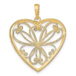14k and White Rhodium Filigree Heart Charm - Image 4