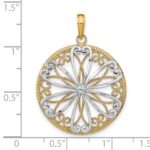 14K and White Rhodium Filigree Center Round Charm - Image 2