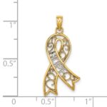 14k and White Rhodium Filigree Awareness Ribbon HOPE Charm - Image 3