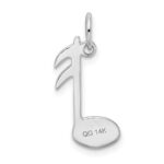 14k White Gold Polished Flat-Backed Musical Note Charm - Image 3