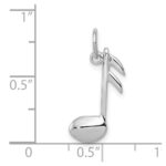 14k White Gold Polished Flat-Backed Musical Note Charm - Image 4