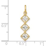 14k and White Rhodium Diamond-cut 3 Diamond-Shapes Charm - Image 3