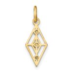 14K with White Rhodium Diamond-cut Diamond-Shaped Charm - Image 4