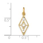 14K with White Rhodium Diamond-cut Diamond-Shaped Charm - Image 3