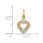 14k and White Rhodium Textured Mini Heart Charm - Image 3