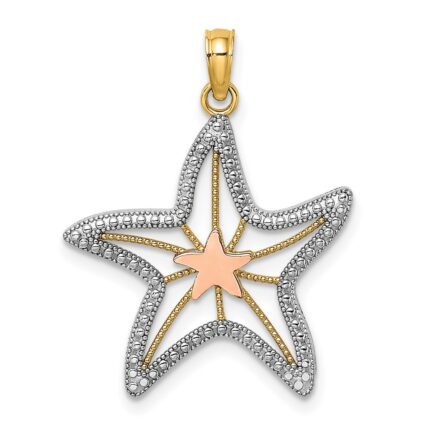 14K Two-Tone with White Rhodium Cut-Out Small Starfish Charm