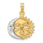14k Two-Tone Solid Polished Reversible Sun and Moon Pendant - Image 3