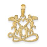 14K Polished MOM with Heart and Angels Pendant