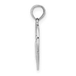 14K White Gold Polished and Textured Heart Claddagh Charm - Image 2