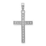 14K White Gold Beaded Block Cross Charm