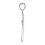 14K White Gold Beaded Block Cross Charm - Image 2