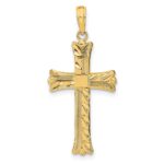 14K Textured with Square Center Cross Pendant