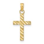 14k Diamond-cut Cross Pendant
