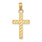 14k Diamond-cut Cross Pendant - Image 4