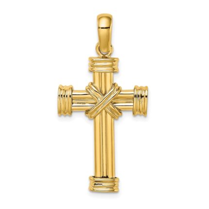 14K Polished -X- Center Cross Charm
