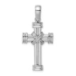 14k White Gold Polished -X- Center Cross Charm