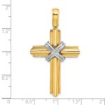 14K Two-tone -X- Center Polished Cross Pendant - Image 3