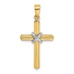 14K Two-tone -X- Center Cross Charm