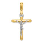 14K Two-tone Polished Crucifix Charm
