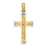 14K and White Rhodium Scroll with Double Endcaps Cross Charm - Image 4