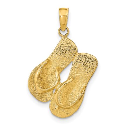14K 3-D KEY WEST Reversible Flip Flops Pendant