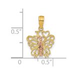 14K Two-tone  I HEART Butterfly Pendant - Image 3