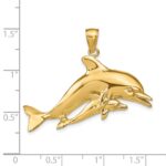 14k Polished Mother and Baby Dolphin Pendant - Image 4