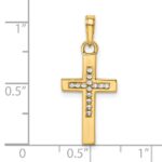 14K and White Rhodium Diamond-cut Cross Pendant - Image 4