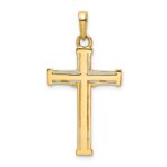 14K and White Rhodium Diamond-cut Crucifix Pendant - Image 3