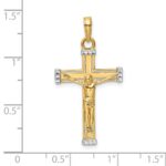 14K and White Rhodium Diamond-cut Crucifix Pendant - Image 4