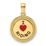 14K I HEART HORSES / I HEART RIDING Red Enameled Reversible Pendant - Image 2