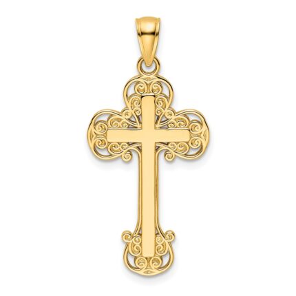 14K Polished Fancy Cross Pendant