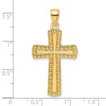 14K Medium Polished Beaded Cross Pendant - Image 4
