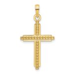 14K Polished Beaded Cross Pendant