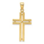 14K Polished Beaded Cross Pendant - Image 3