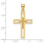 14k Beaded Polished Double Cross Pendant - Image 3