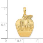 14k Solid NEW YORK Skyline on Small Apple Pendant - Image 4
