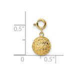 14K Diamond-cut Ball with Spring Ring Clasp Charm - Image 3