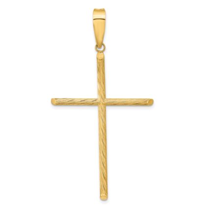 14K Polished and Textured Fancy Cross Pendant