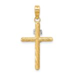 14K and White Rhodium Polished and Textured INRI Crucifix Cross Pendant - Image 4