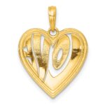 14k with White Rhodium Polished Cut-out LOVE In Heart Pendant - Image 3