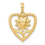14k with White Rhodium Polished Flower In Twisted Heart Pendant - Image 3