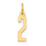14k Small Elongated Number 2 Charm