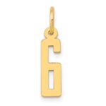 14k Small Elongated Number 6 Charm