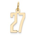 14k Small Elongated Number 27 Charm