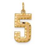 14k Large Brushed Diamond-cut Number 5 Charm